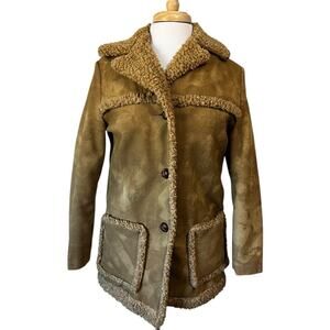 Vintage 70s Fingerhut Sherpa Yellowstone Rancher Coat Women's 10 USA Made